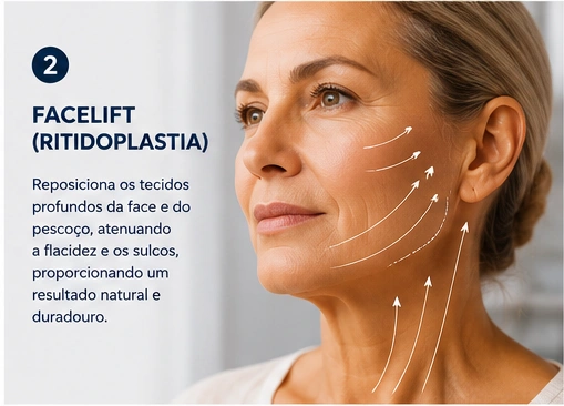 Facelift — reposicionamento de tecidos profundos da face