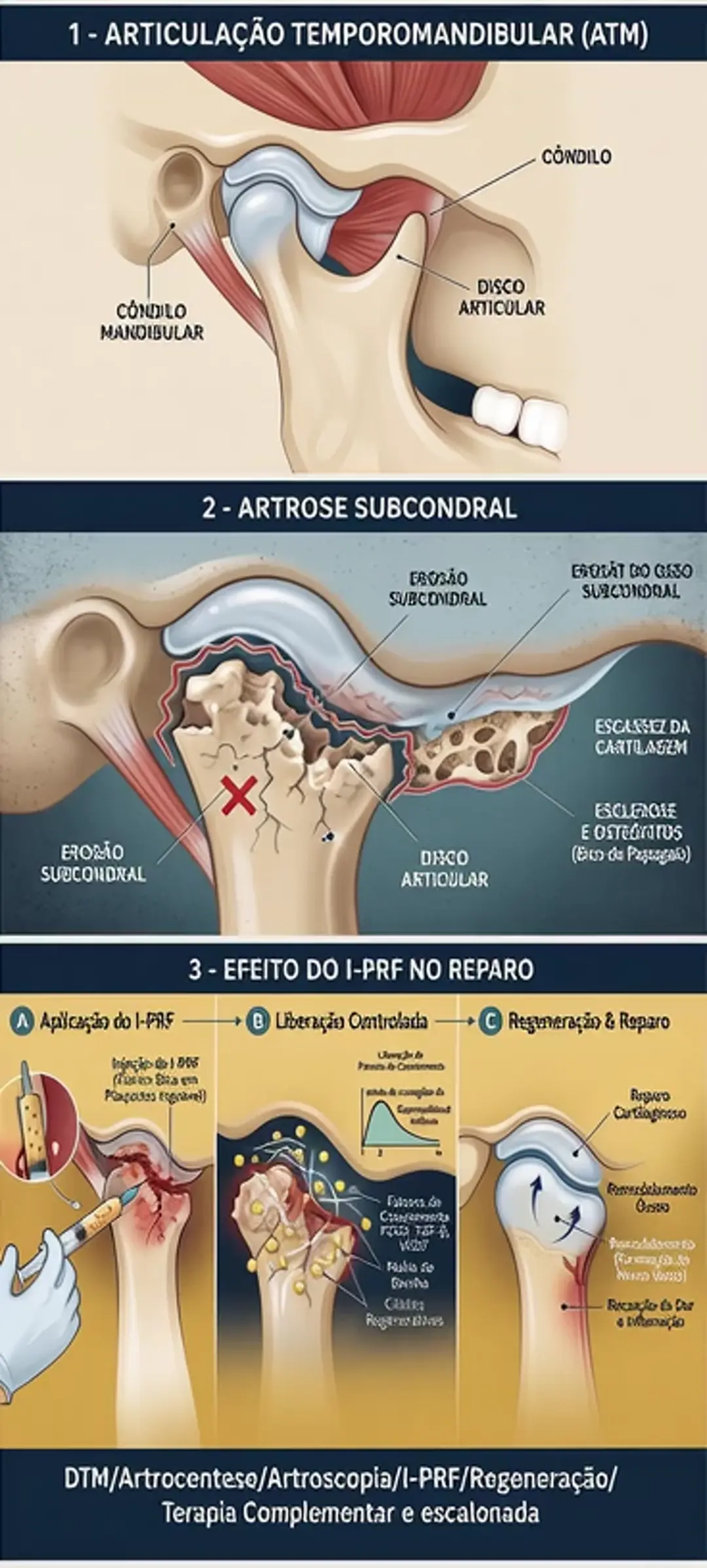 Animação mostrando o desgaste da articulação temporomandibular na osteoartrite